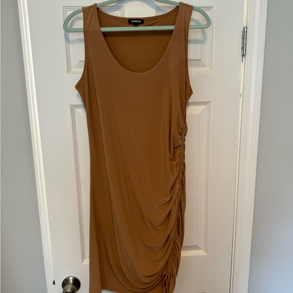 Express Camel Asymmetrical Dress